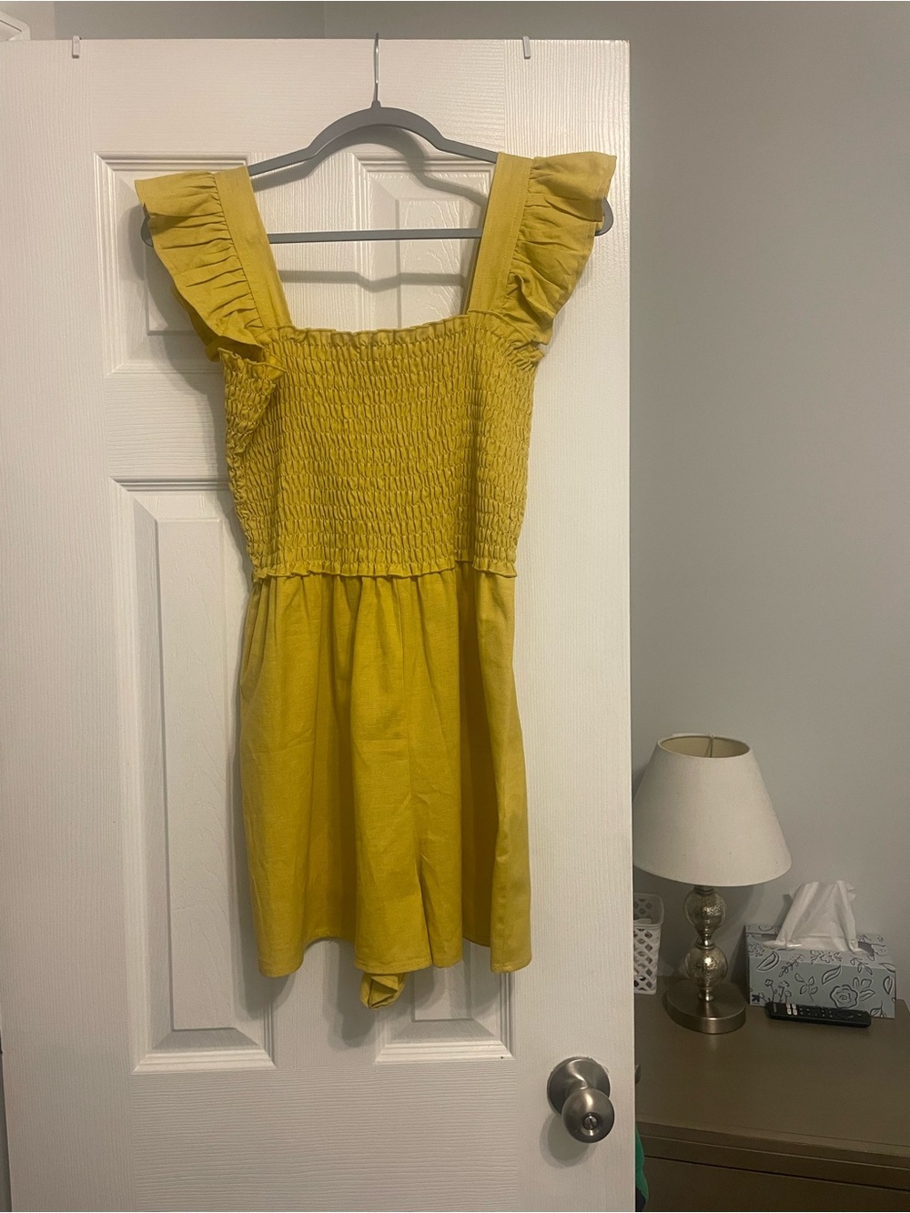 ASOS Yellow Smocked Ruffle-Strap romper